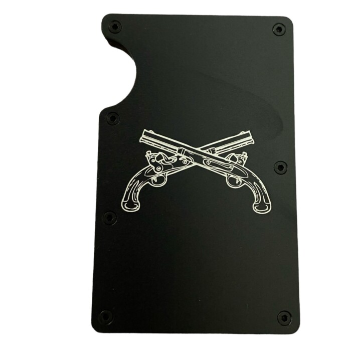 Black Crossed Pistol Minimalist Wallet