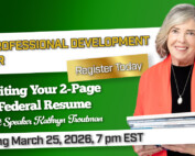 March 2026 Webinar Banner Ad featuring a photo of Kathryn Troutman for Resume Building.