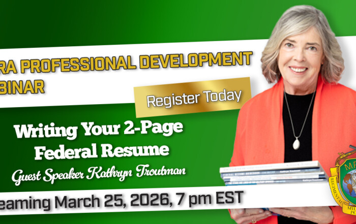 March 2026 Webinar Banner Ad featuring a photo of Kathryn Troutman for Resume Building.