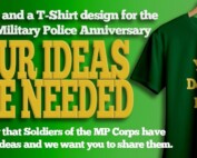 Green & Gold Banner Ad requesting art ideas for the theme and shirts for the 85th MP Anniversary