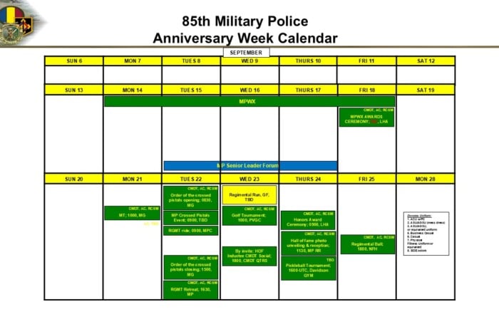 Schedule of events for upcoming 85th MP Anniversary